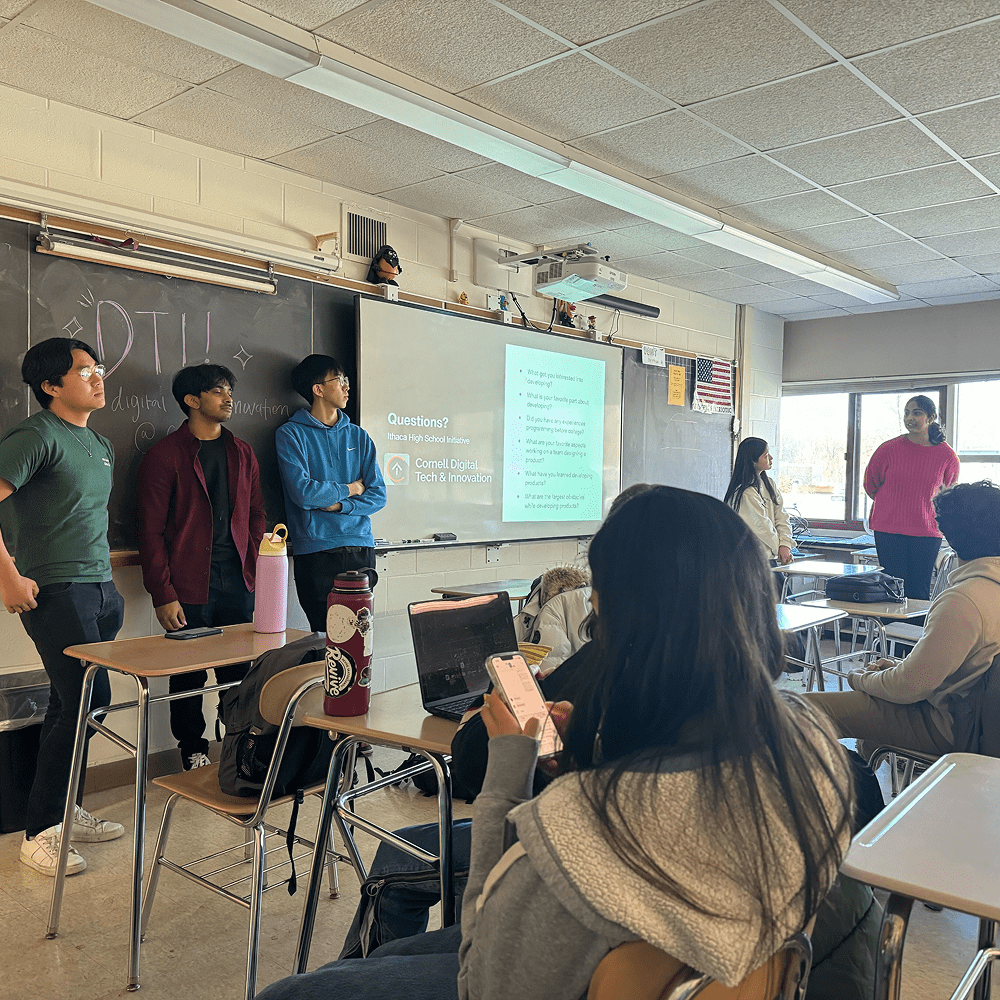 DTI members at Ithaca High School leading a workshop